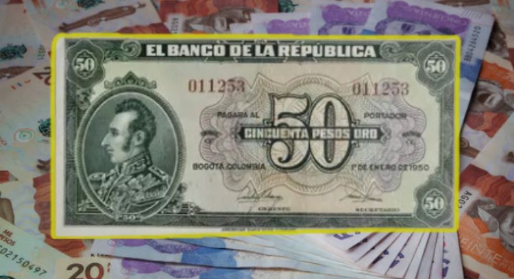 Entregan hasta 20 millones por este antiguo y codiciado billete colombiano de 50 pesos oro