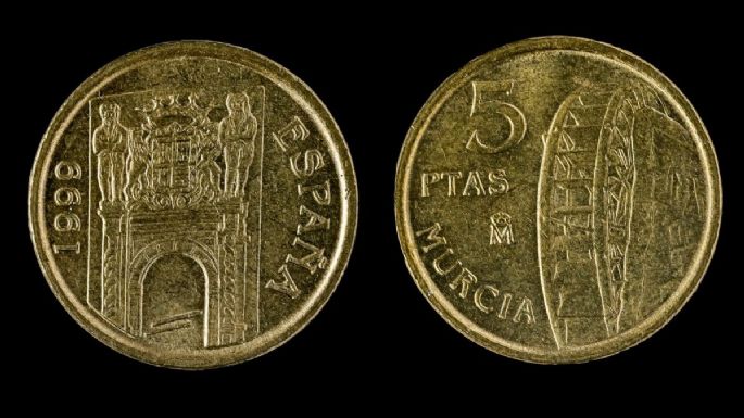 Entregan hasta 1200 euros por esta antigua moneda de Murcia de 5 pesetas