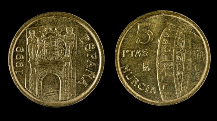 Entregan hasta 1200 euros por esta antigua moneda de Murcia de 5 pesetas