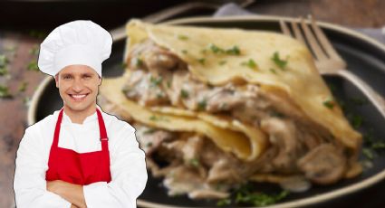 Crepes de pollo y champiñones, aprende a hacer esta sencilla receta para el almuerzo que te sacará de apuros