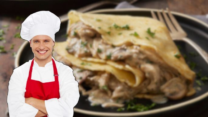 Crepes de pollo y champiñones, aprende a hacer esta sencilla receta para el almuerzo que te sacará de apuros