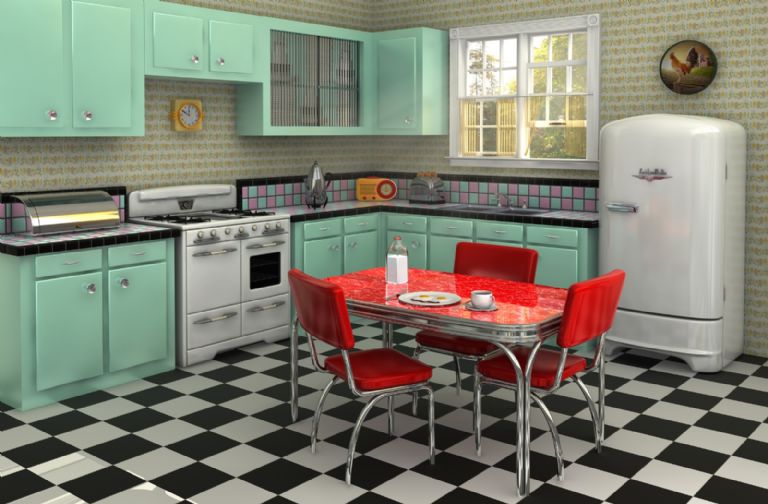 cocina moderna con diseno de papel pintado