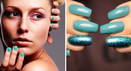 Ni francesas clásicas ni efecto mármol: este diseño de manicura en color aguamarina será la más pedida de la temporada