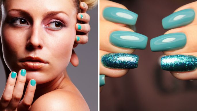 Ni francesas clásicas ni efecto mármol: este diseño de manicura en color aguamarina será la más pedida de la temporada