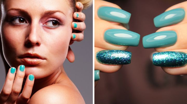 Ni francesas clásicas ni efecto mármol: este diseño de manicura en color aguamarina será la más pedida de la temporada