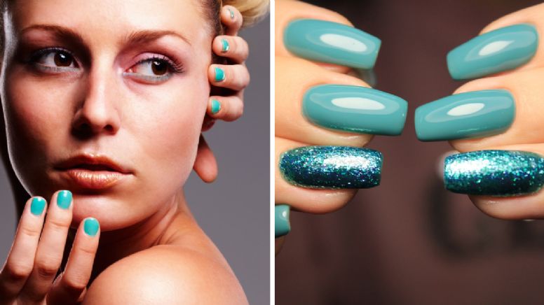 Ni francesas clásicas ni efecto mármol: este diseño de manicura en color aguamarina será la más pedida de la temporada