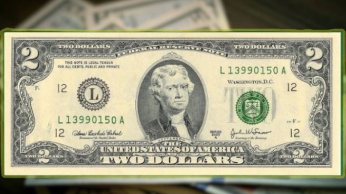 Entregan más de 20 mil dólares por este particular billete de 2 dólares