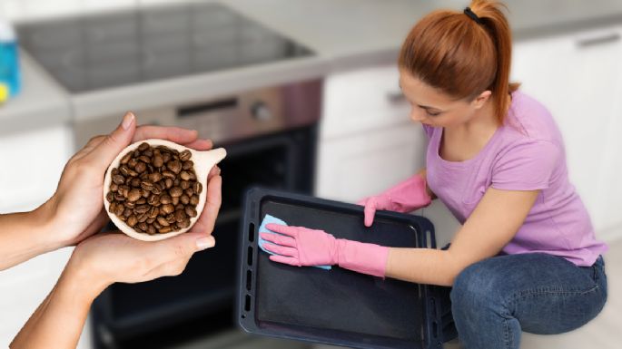 Cómo reutilizar el café usado para limpiar las bandejas de la cocina y dejarlas como nuevas
