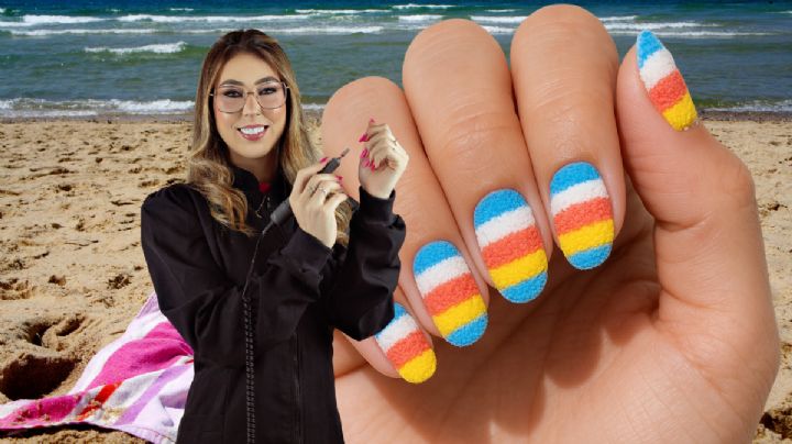 Beach towel nails conquistan el diseño de manicura en agosto 2025